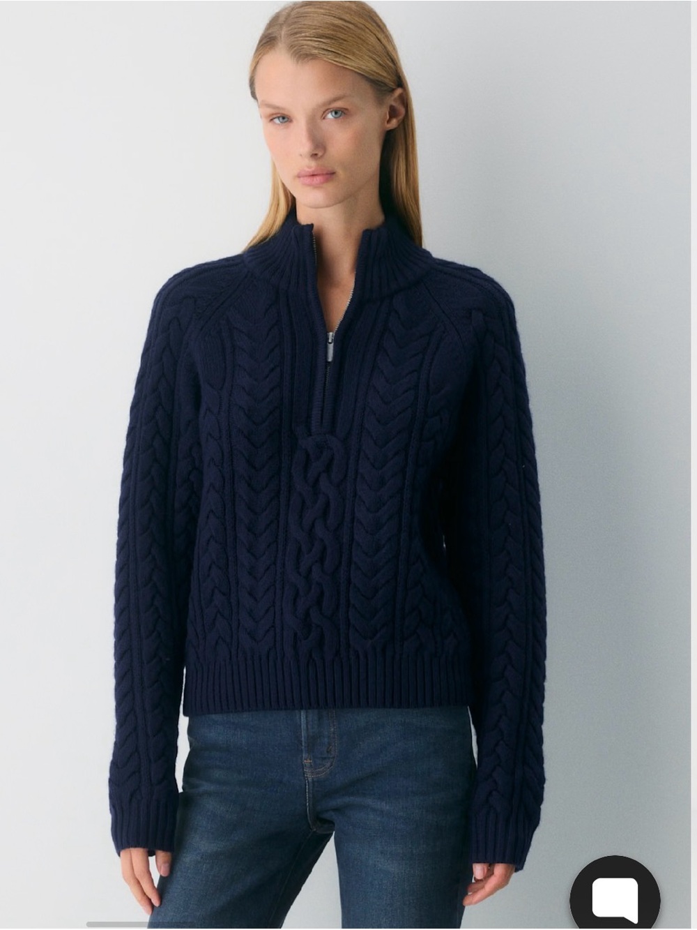 Sunday Best Navy Cable Knit Half-Zip Pullover